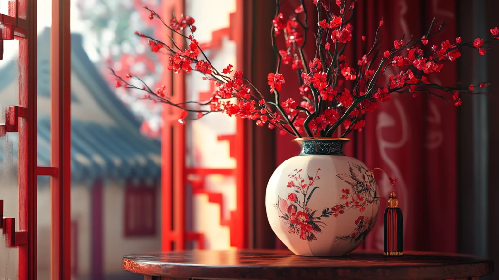 红色新中式花艺