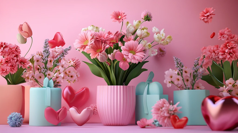 浮雕花卉与爱心