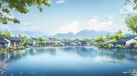 中式园林水景区