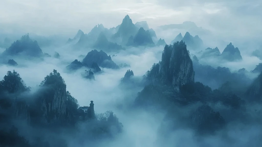 雾漫群峰图片素材下载