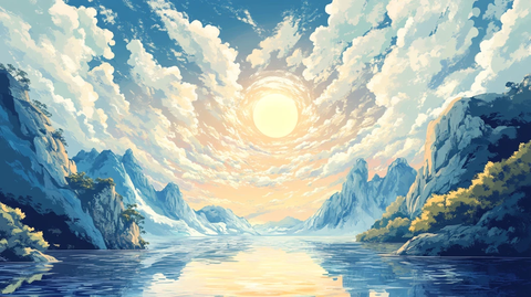 阳光晴朗风景插画