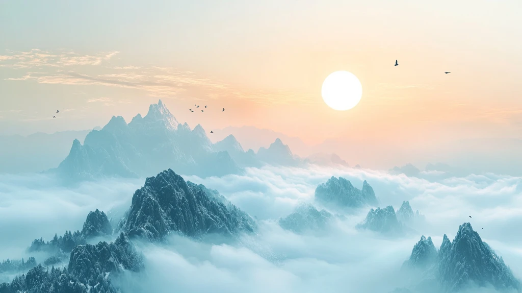 旭日东升云雾缭绕