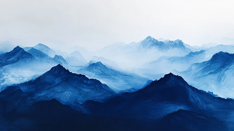 蓝调水墨群山