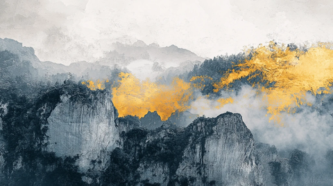 水墨山峰烟雾装饰画