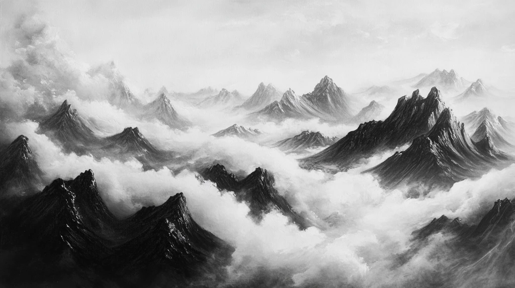 山水画黑白云海