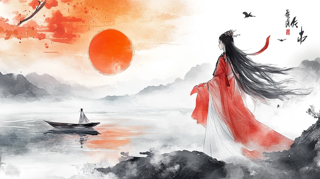 红衣少女设计古风