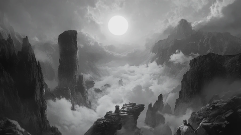 墨韵禅意山峰云雾风景