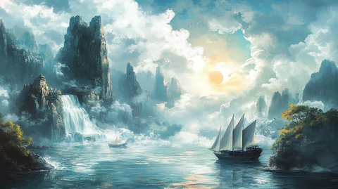 一帆风顺风景画