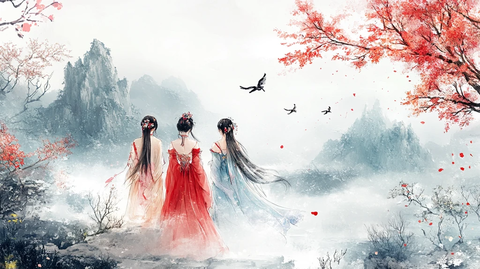 古风美女背影古风少女