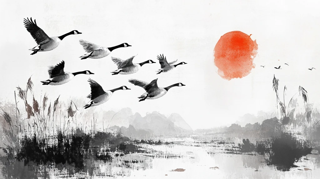 仙鹤水墨山水