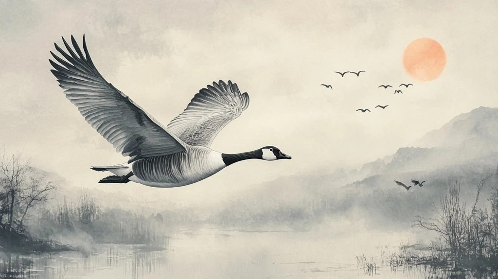 意境山水冬日天鹅