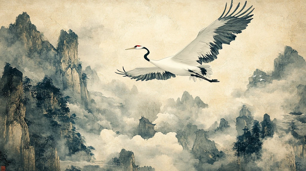 工笔仙境仙鹤图