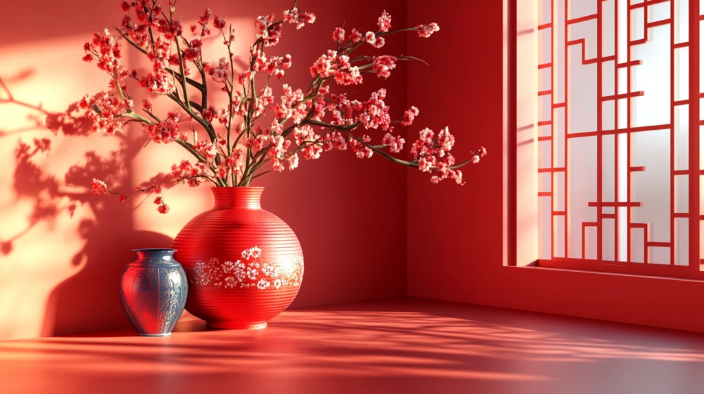 红色中式花艺