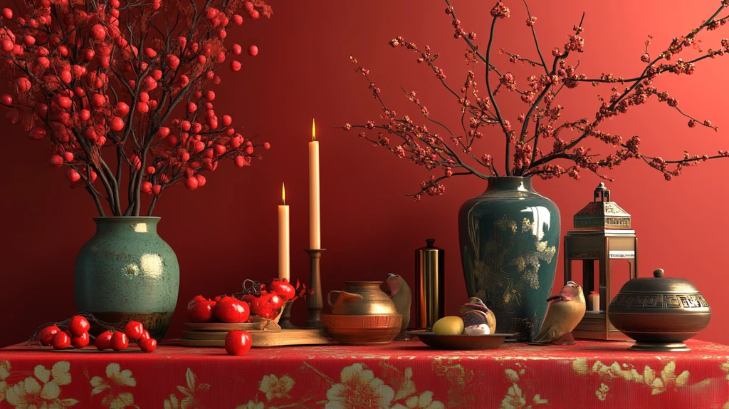 红色新中式花艺