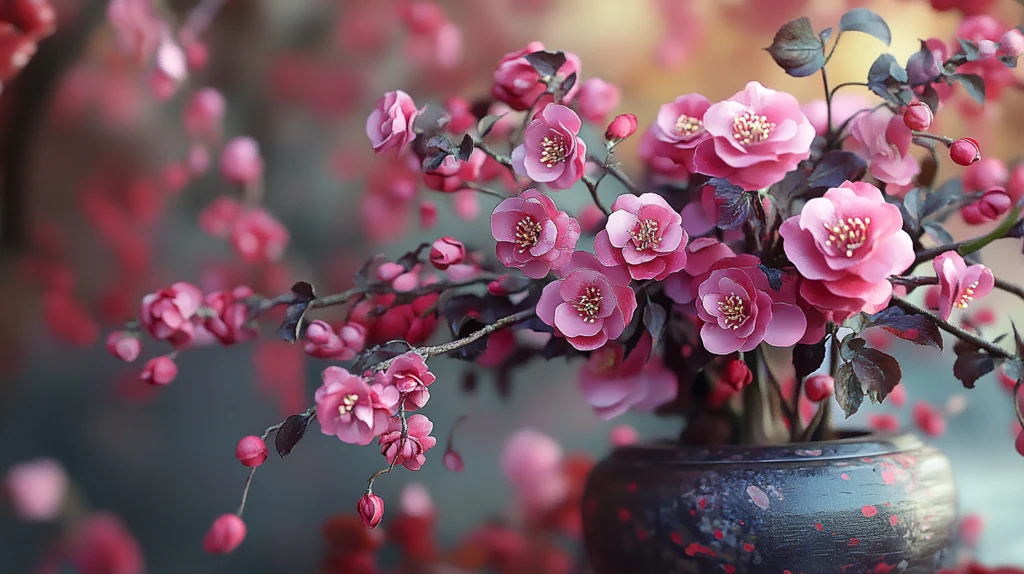 粉色新中式枝条花艺