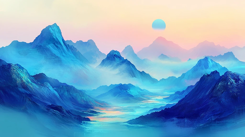 渐变色彩山水画