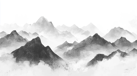 新中式大幅水墨山