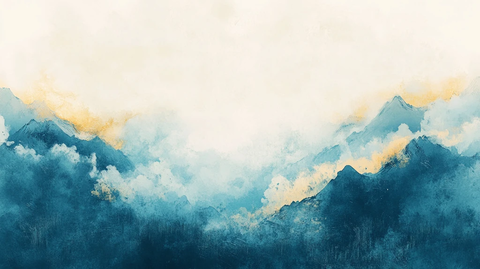 烟墨意境山水水彩画