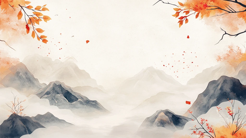 红叶古风山水画
