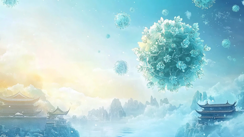 天界晓钟风景插画