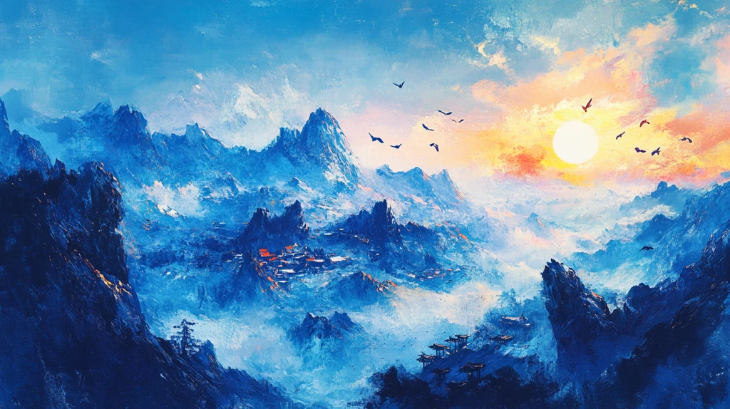 天界晓钟风景插画