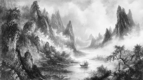 烟墨山水画