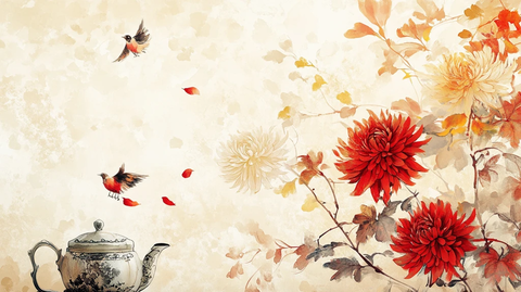 红叶花鸟背景墙