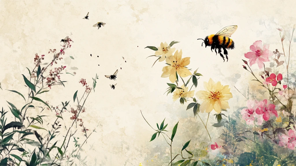 花丛蜜蜂画