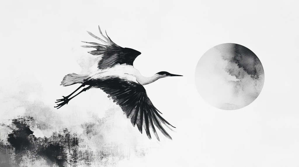 水墨仙鹤