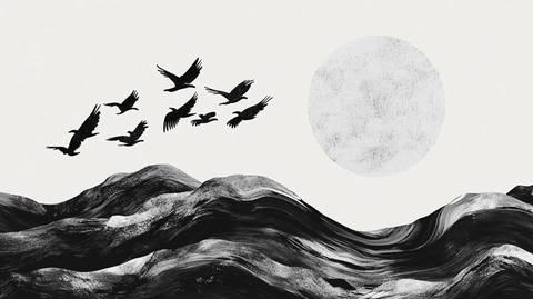 月夜鹤影印刷包装素材