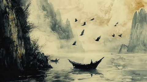 水墨数字画山水画壁纸