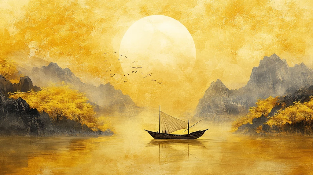 新中式水墨湖山秋月