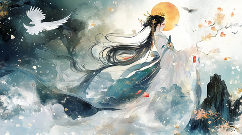 唯美古风少女插画