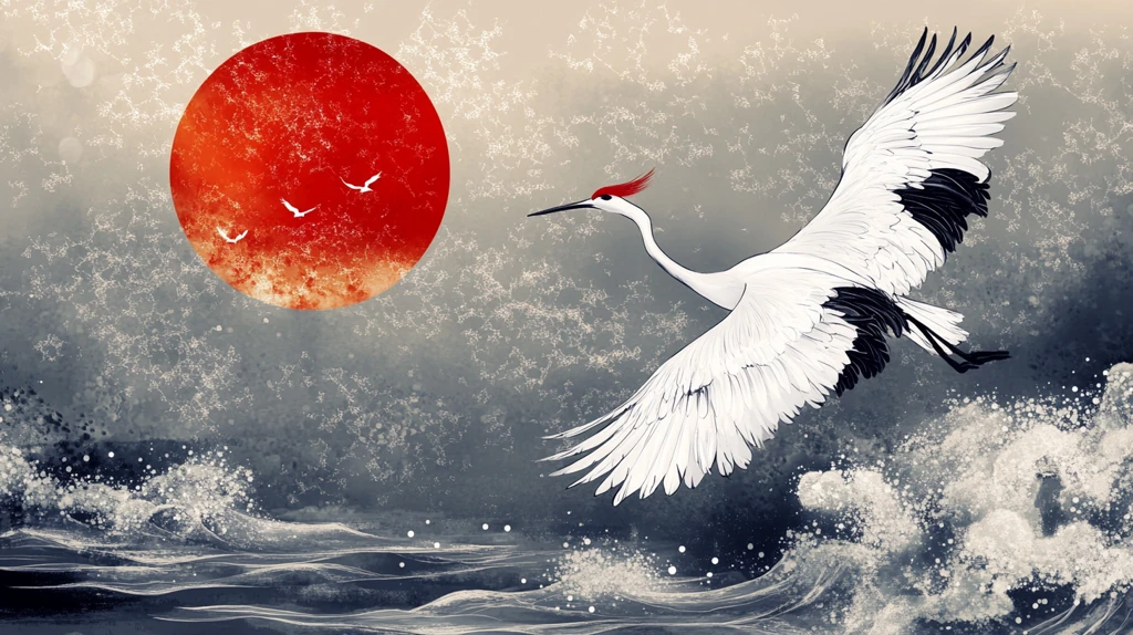 旭日东升仙鹤插画