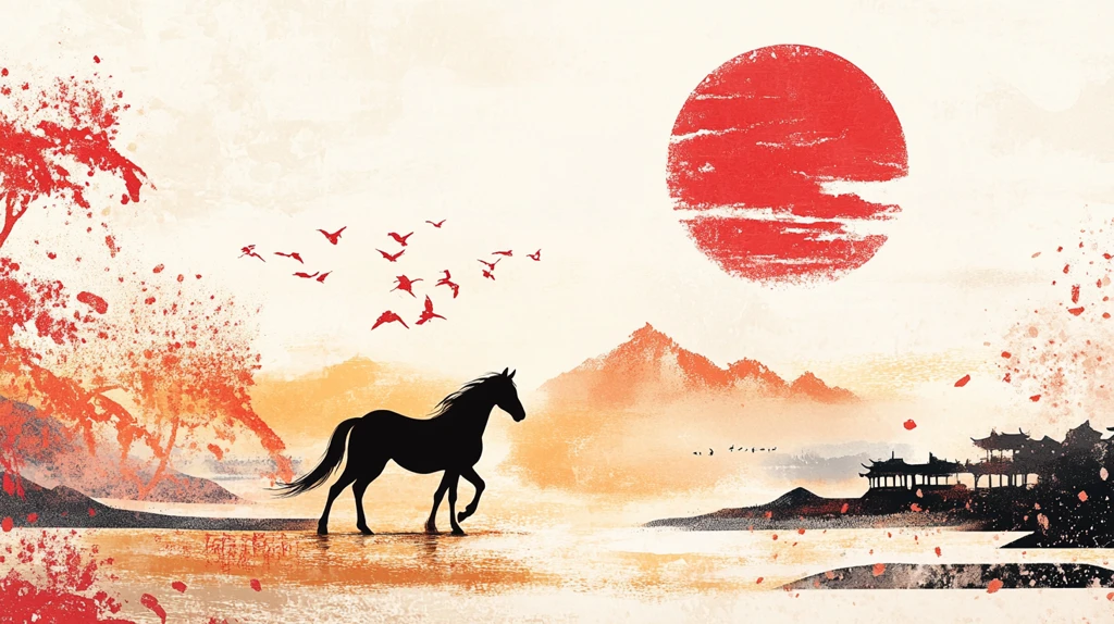 一马当先马年背景