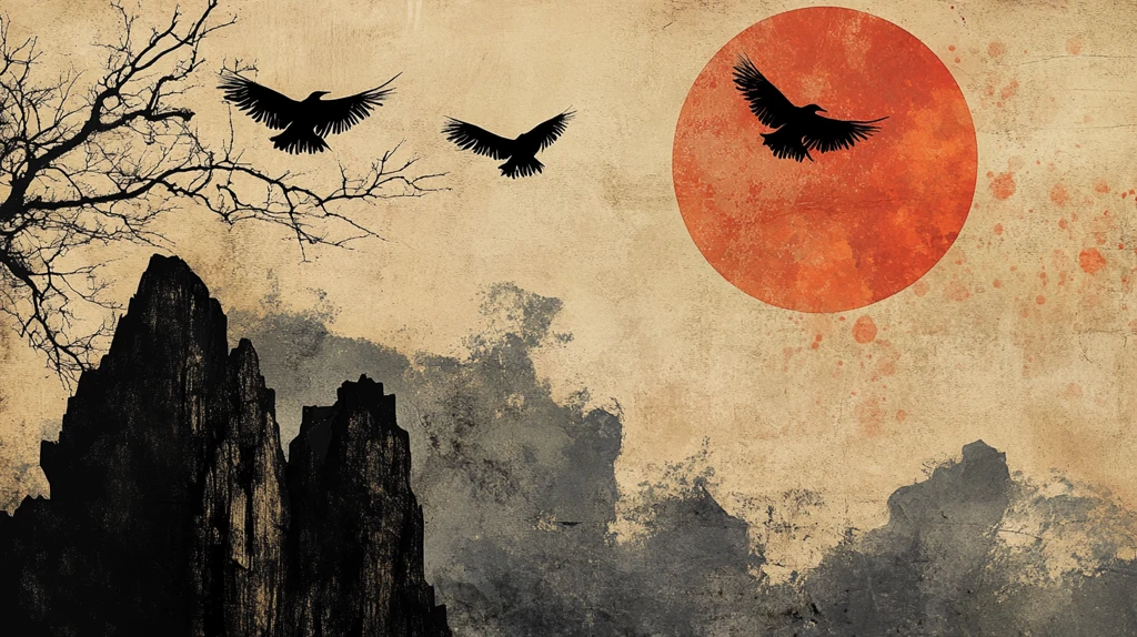 日出飞鸟太阳红日群山