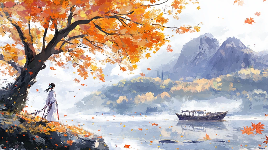 古风秋天景色插画