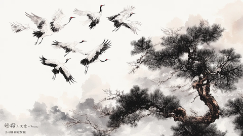 水墨松鹤延年图