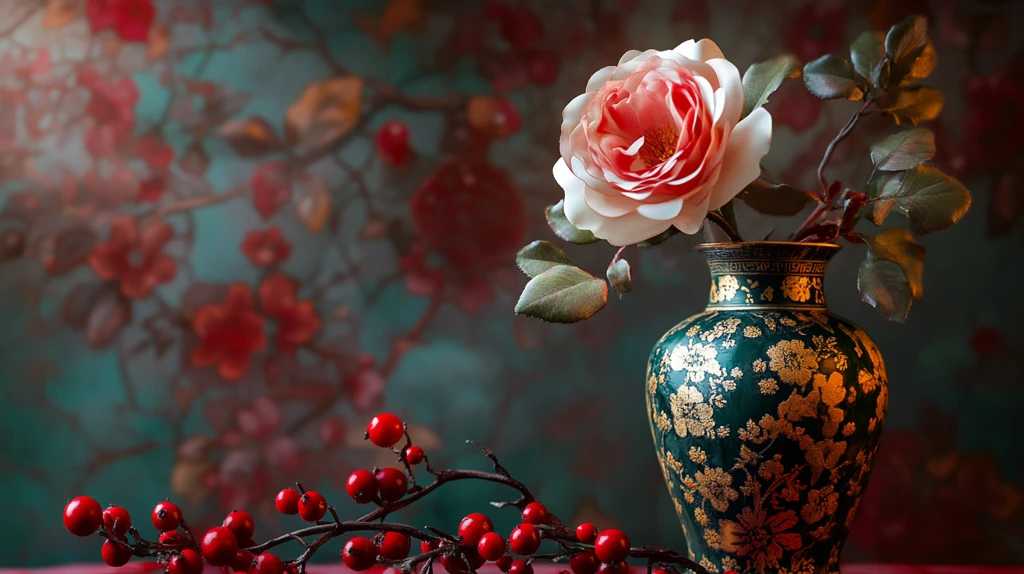 红色新中式花艺