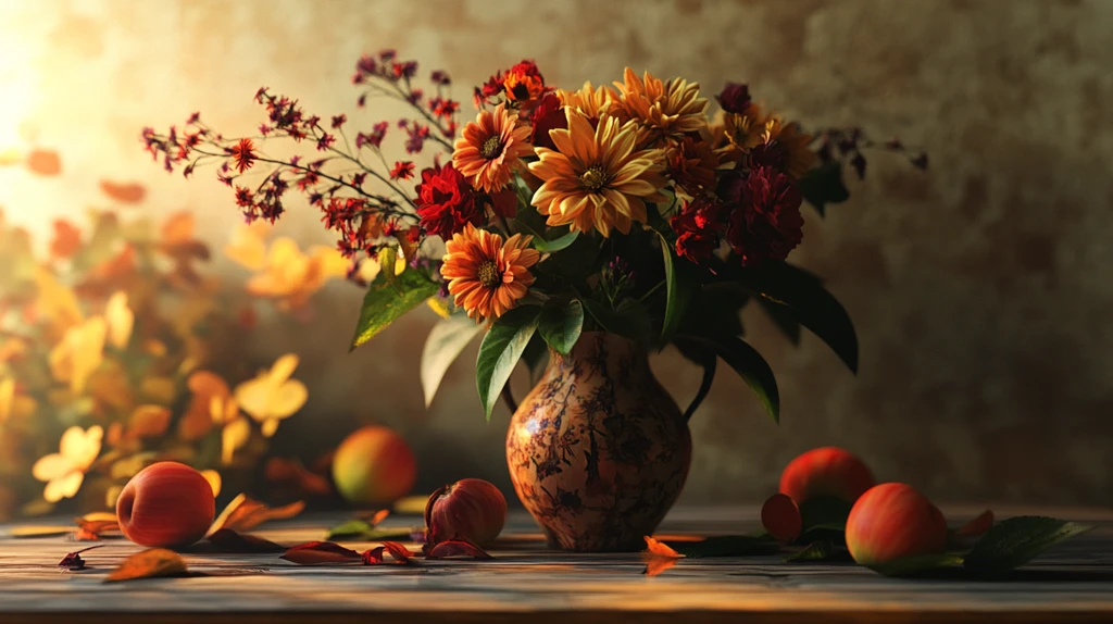 秋天鲜花盛开布景软装