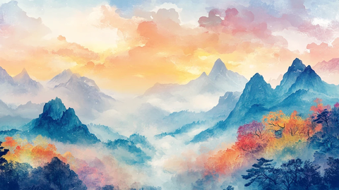 唯美意境彩墨山水