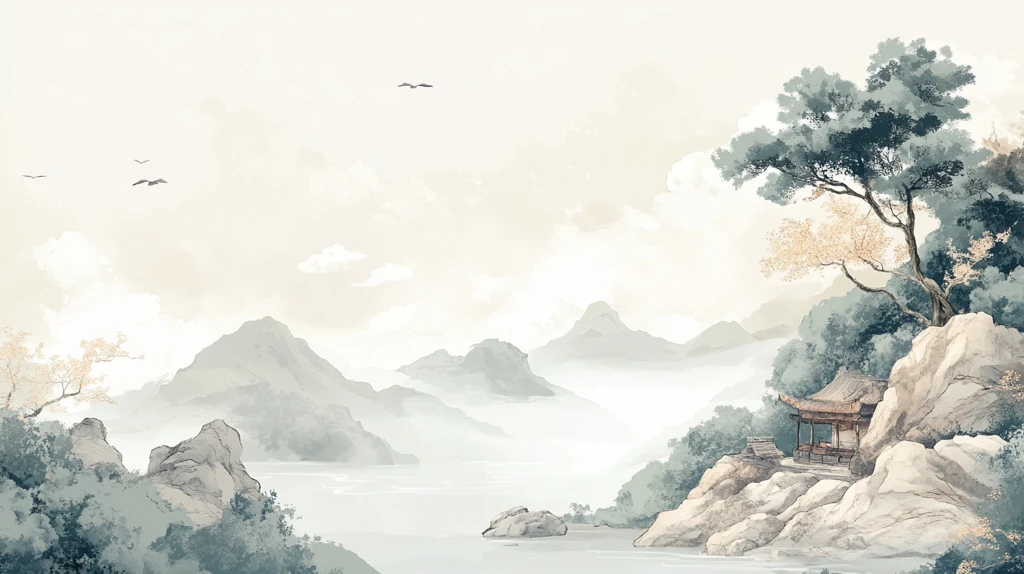 古风秋天景色插画