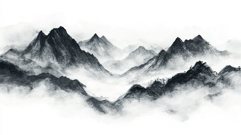 新中式大幅水墨山