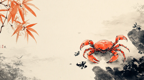 水墨山水水墨蟹