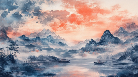 唯美意境彩墨山水