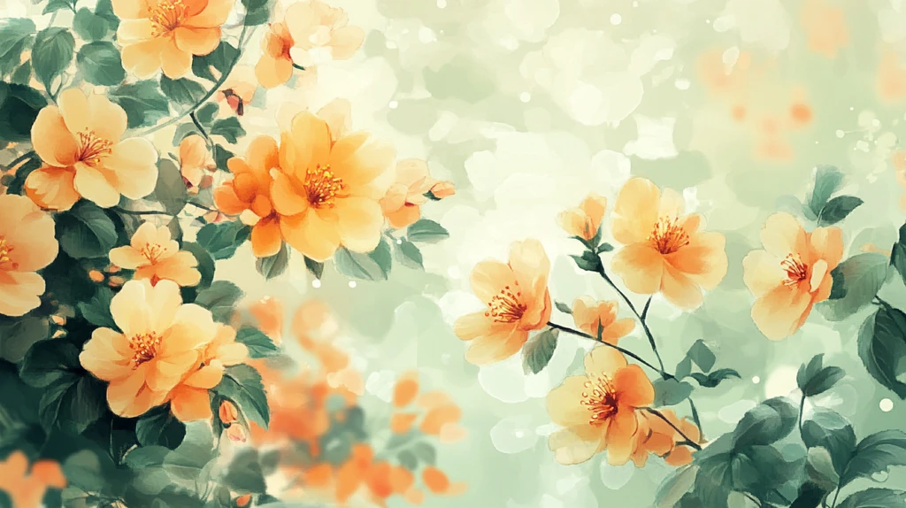 森系粉橙色花朵背景