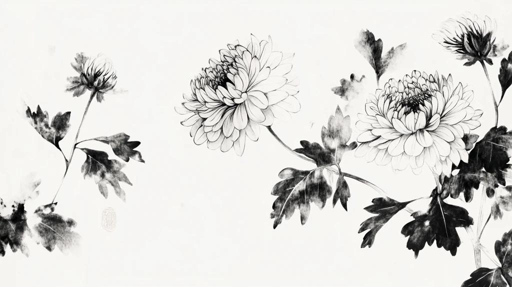 秋菊水墨