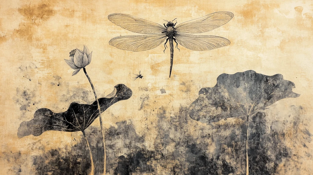 荷花蜻蜓装饰画