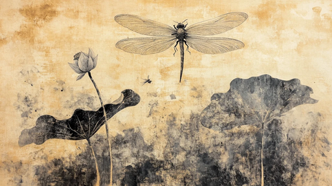 荷花蜻蜓装饰画