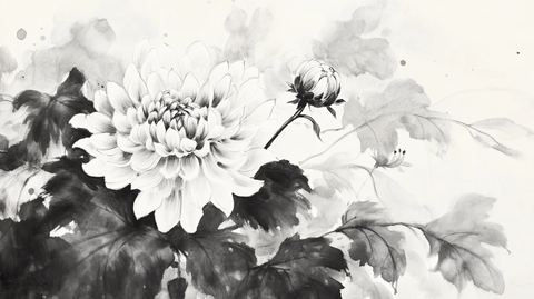 秋菊水墨